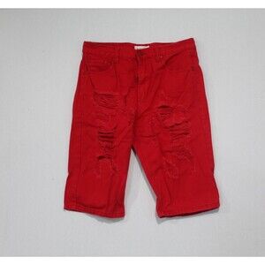 Blind Trust Red Jean Shorts Distressed Cotton Size 34
